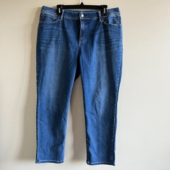 Chico’s So Slimming Girlfriend Jeans Womens Size 2.5 L 14 Blue‎ Denim Ski… - Picture 2 of 11